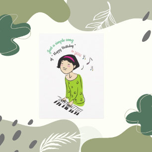 Fille Chanter Anniversaire Chanson Carte Anniversa