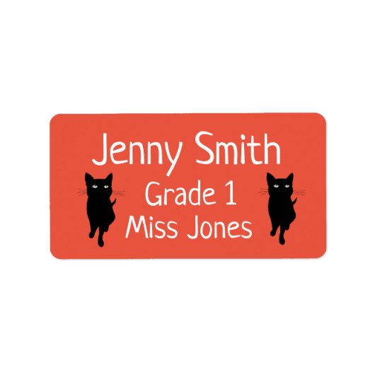 Fille chat nom école étiquettes (Devant)