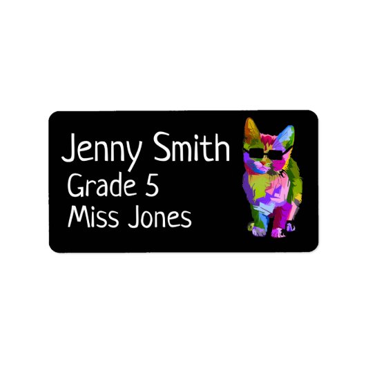 Fille chat nom école étiquettes (Devant)
