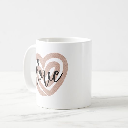 Fille Chic Blush Coeur Rose Aimer Mug Café (Devant gauche)