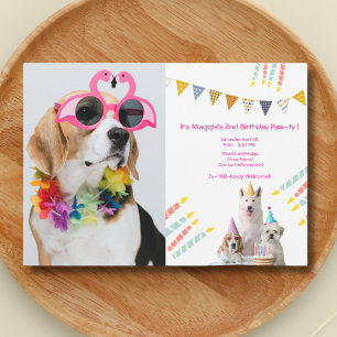 Fille chiot Anniversaire photo de fête Invitation