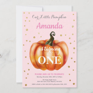 Fille Citrouille Automne Anniversaire Invitation O