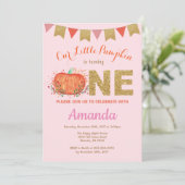 Fille Citrouille Automne Anniversaire Invitation P (Debout devant)