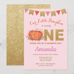 Fille Citrouille Automne Anniversaire Invitation P