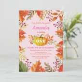 Fille Citrouille automne Invitation d'anniversaire (Debout devant)