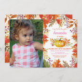 Fille Citrouille automne Invitation d'anniversaire (Devant / Derrière)