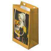 Fille Citrouille Chat noir Vintage Halloween Sac c (Devant Angle)