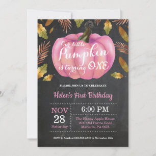 Fille Citrouille premier anniversaire Invitation r