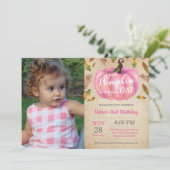 Fille Citrouille premier anniversaire Invitation r (Debout devant)