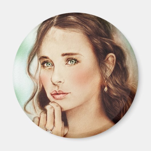 Fille classique vintage Aimant Rond - Dame de Prin (Devant)