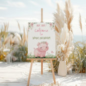 Fille Cochon Affiche de bienvenue d'anniversaire,