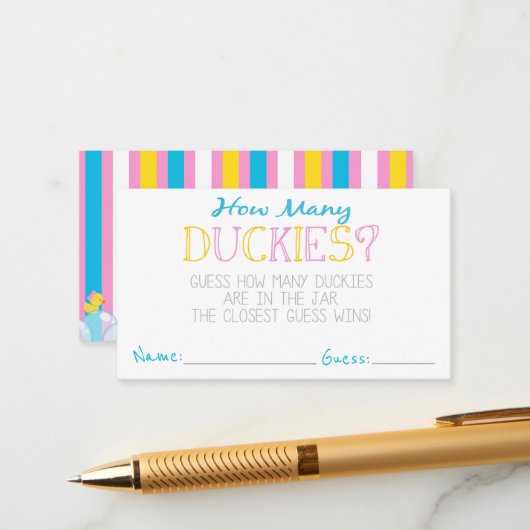 Fille Combien De Duckies Party Jeu Guess Cartes (Devant/Arrière en situation)