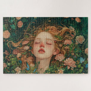 Fille comme un bouton de rose puzzle