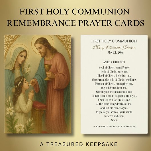 Fille communion catholique souvenir Carte Sainte