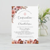 Fille Confirmation Blush Rose Floral Invitation (Debout devant)