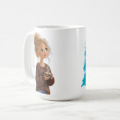 Fille Confortable dans un Mug Sweat à Café en Grai (Devant gauche)