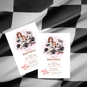 Fille Coquette Race Party Anniversaire Invitation