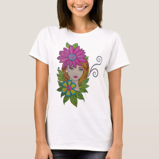 Fille Couronne de Fleurs T-shirt Art Boho