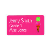 Fille crème glacée nom école étiquettes (Devant)