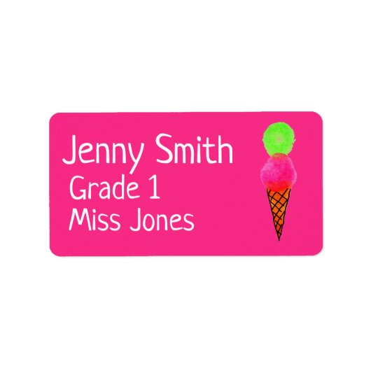 Fille crème glacée nom école étiquettes (Devant)