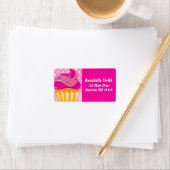 Fille Cupcake rose Étiquettes de adresse de fête d (En situation)