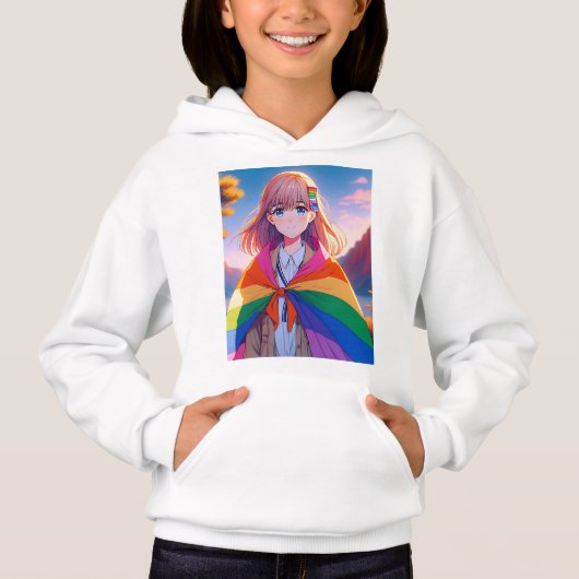 Fille d'anime avec cape LGBTQIA+ (Devant)