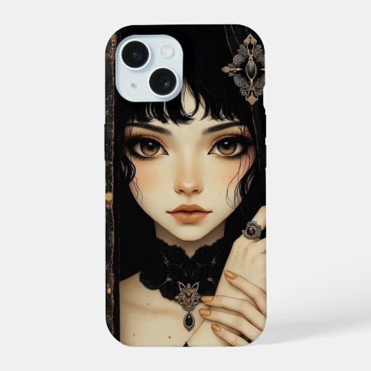 Fille d'anime gothique noir et or (Verso)