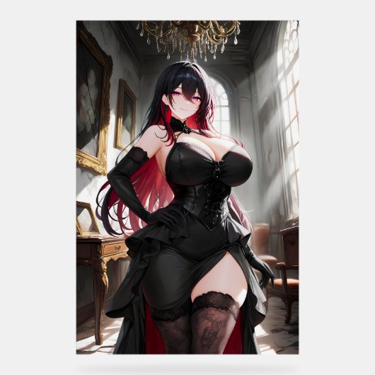 Fille d'anime gothique robe noire (Recto)