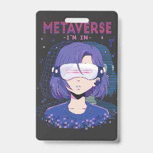Fille d'anime lunettes de réalité virtuelle Badge