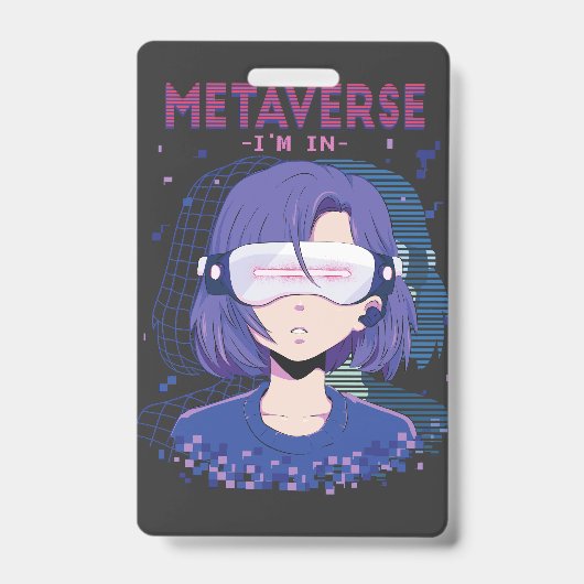 Fille d'anime lunettes de réalité virtuelle Badge (Avant)