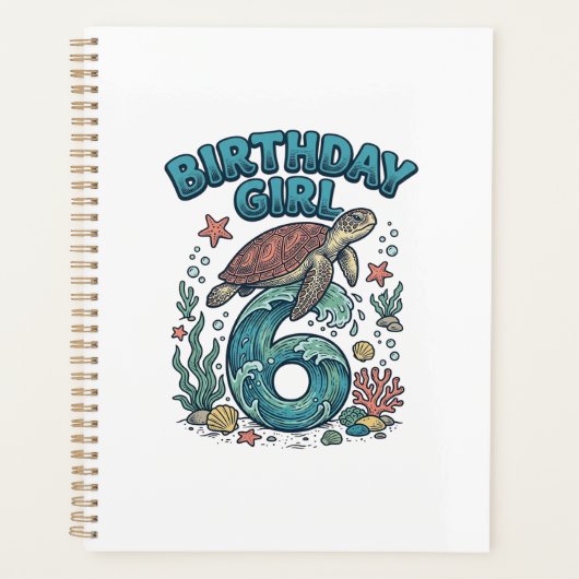 Fille d'anniversaire 6 Tortue de mer Conception de (Devant)