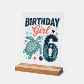 Fille d'anniversaire 6 Tortue de mer Conception ve (Angle)