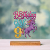 Fille d'anniversaire 9 Licorne Dessin de gravure v (Neutre)
