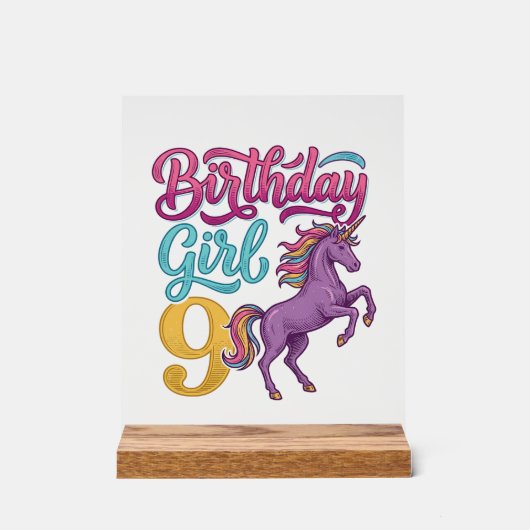 Fille d'anniversaire 9 Licorne Dessin de gravure v (Recto)