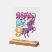 Fille d'anniversaire 9 Licorne Dessin de gravure v (Angle)