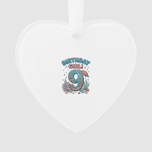 Fille d'anniversaire 9 Tortue de mer Vector Design (devant)