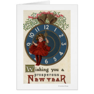 Fille dans la séance rouge sur l'horloge