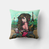 Fille dans le coussin d'art de Tour Eiffel de (Verso)