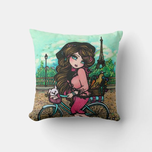 Fille dans le coussin d'art de Tour Eiffel de (Recto)