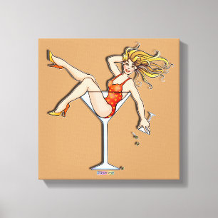 FILLE DANS UN VERRE À MARTINI (Olivia) Toile tendu