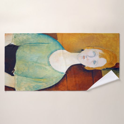 Fille dans une blouse verte, Modigliani (Serviette de bain)