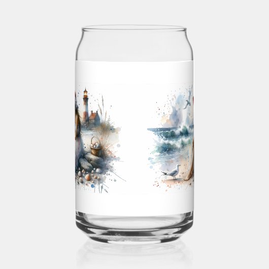 Fille d'aquarelle romantique par phare (Droite)