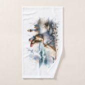 Fille d'aquarelle romantique par phare (Serviette à main)
