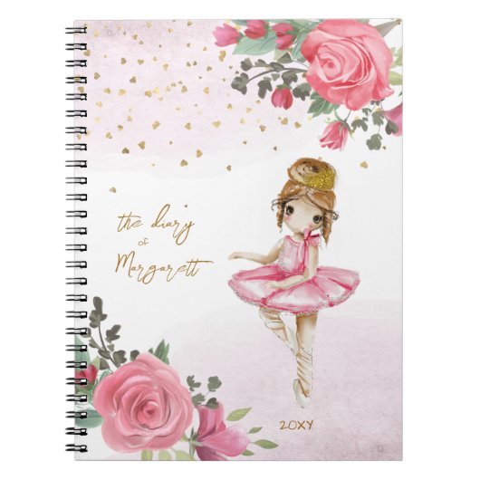 Fille de ballet Journal intime floral rose charman (Devant)