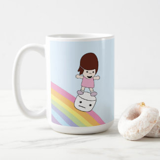 Fille de bande dessinée sur la tasse de guimauve