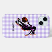Fille de basket-ball personnalisée IPhone 15 Coque (Verso (horizontal))