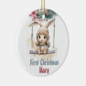 Fille de bébé personnalisée Premier ornement de No (Droite)