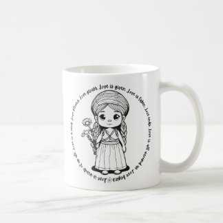 Fille de bois avec marguerites 'L'amour est' Mug