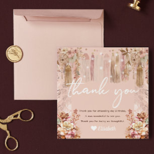 Fille de bois Carte de remerciements bohème