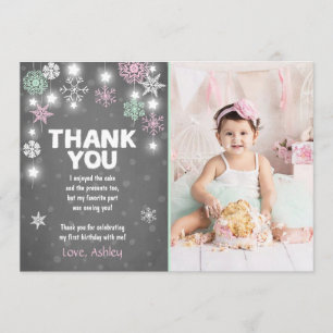 Fille de carte de remerciements d'anniversaire